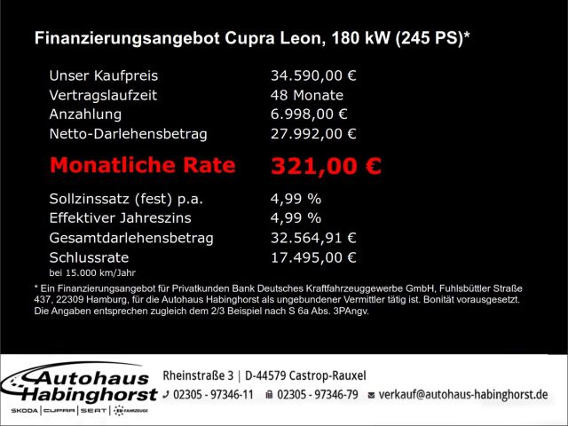 CUPRA Leon VZ 1.4 e-Hybrid DSG Navi Beats DCC ACC ParkAssist 19Alu