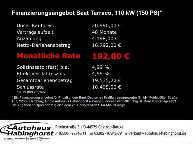 SEAT Tarraco 1.5 TSI ACT Style Navi Beats Climatr. Reserverad