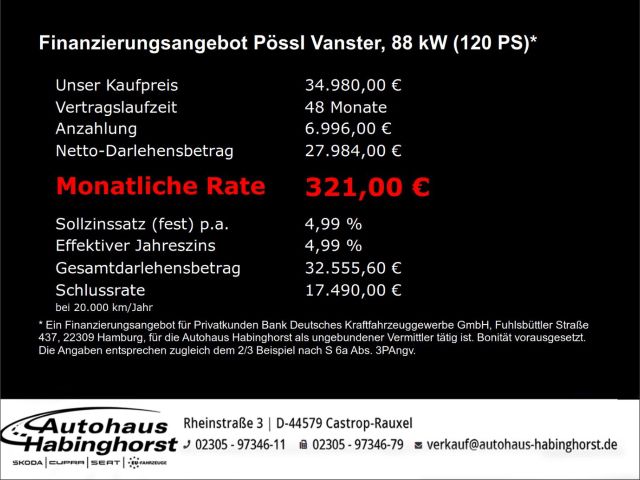 PÖSSL Vanster 1.5 BlueHDI Standhzg CampBox AHK PDC 17Alu