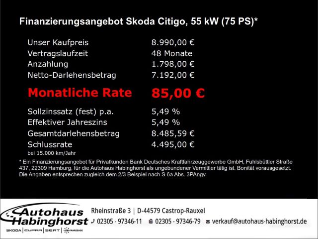 SKODA Citigo 1.0 Monte Carlo DAB SHZ Temp PDC