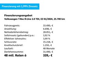 VW T-Roc 2.0 TDI R-Line DSG*NAVI*AHK*CAM*DAB*LED*